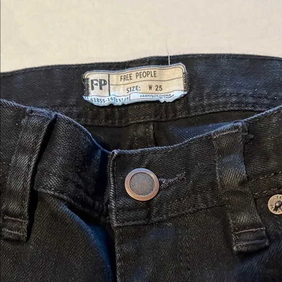 Free People Black Denim with Zipper Detail. - Picture 2 of 7